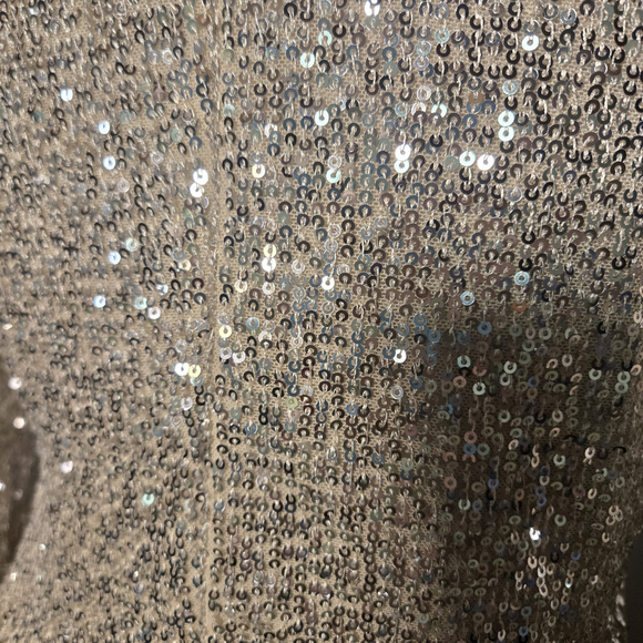Hem & Thread Sequin Cocktail Dress Champagne Gold Long Sleeve Small NWT Party - Picture 4 of 8